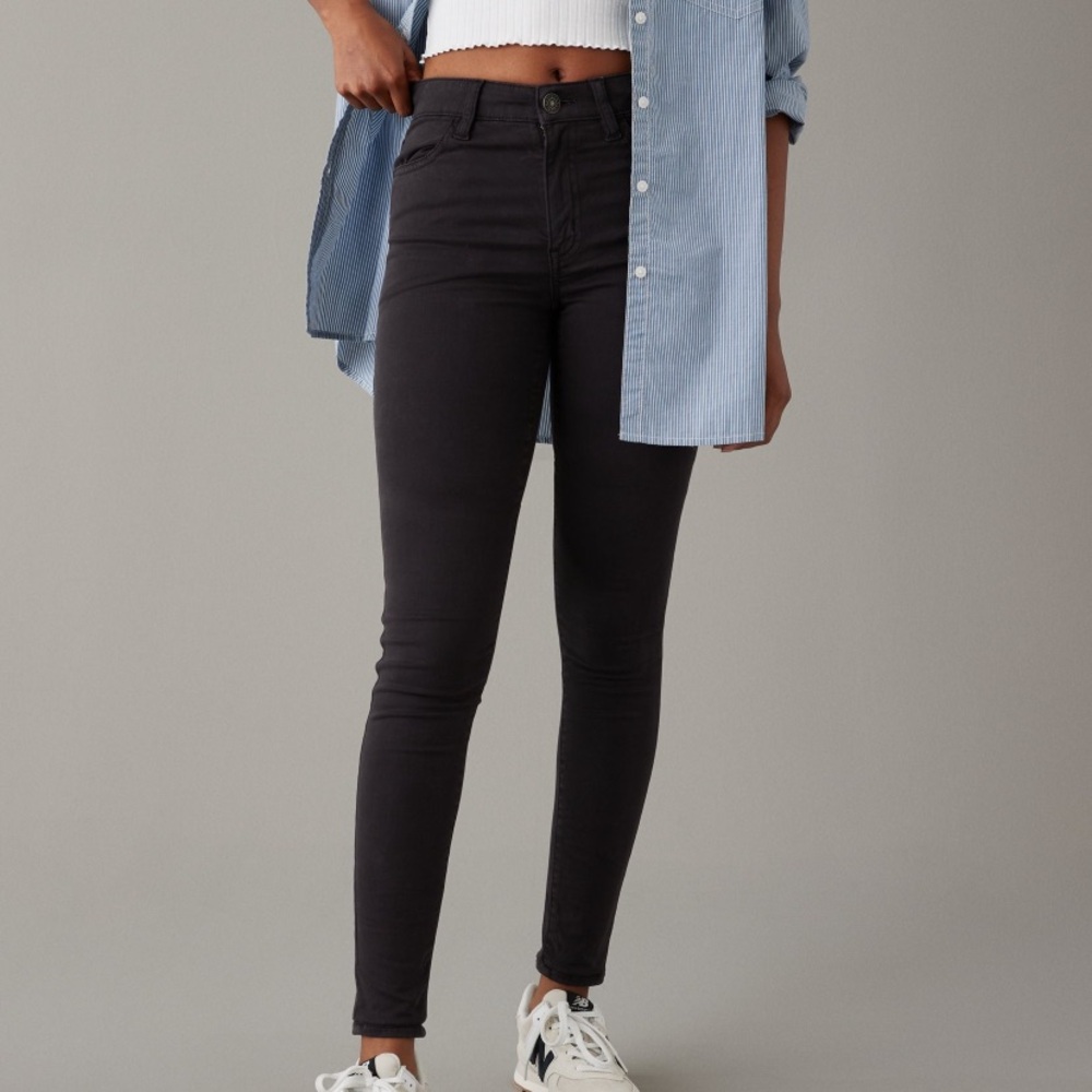 American Eagle Hi Rise Super Stretch Washed Black Jeggings Skinny Jeans